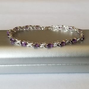 Sterling Silver Amethyst and Diamond XO Bracelet